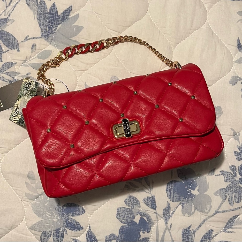 NWT Badgley Mischka Elegant Red Quilted Handbag